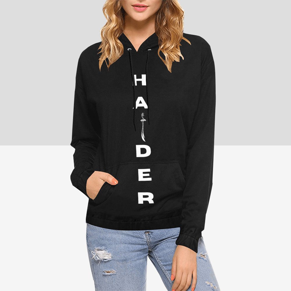 Women's Shia Islamic Hoodie - Haider English Text | Modest Streetwear