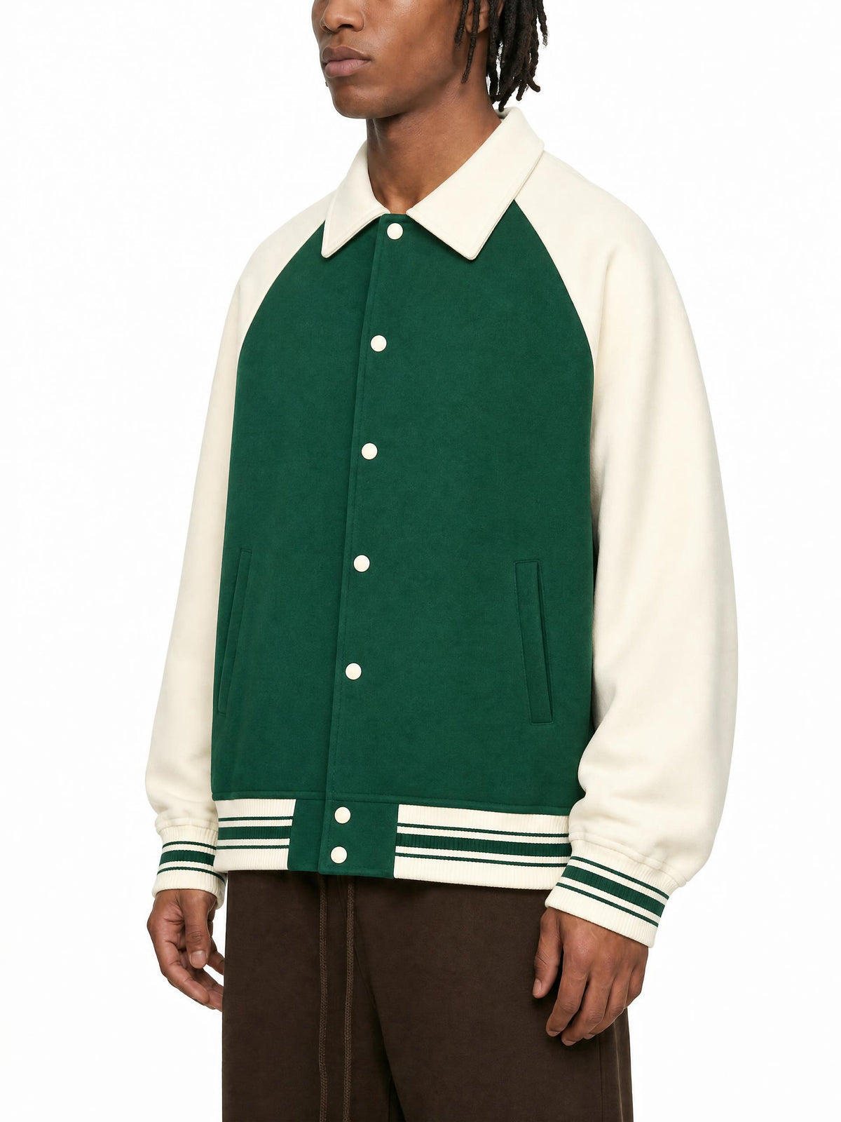 Contrast Raglan Sleeve Baseball Jacket
