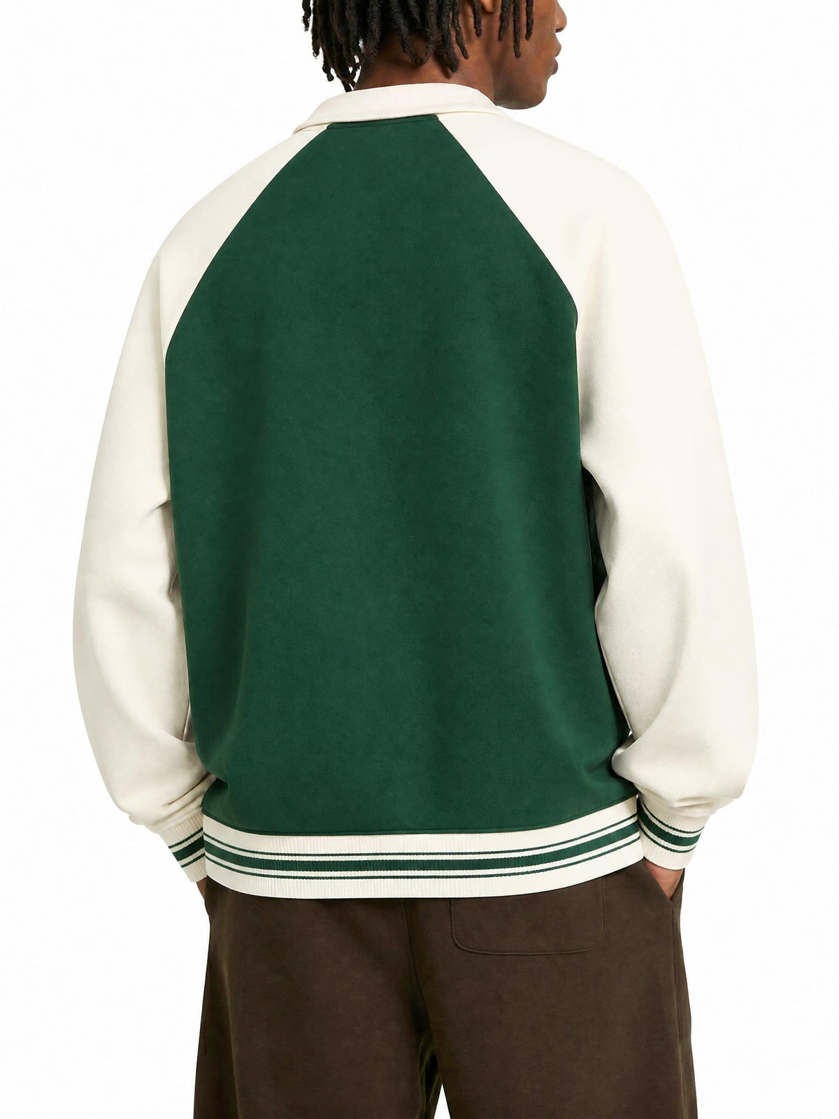 Contrast Raglan Sleeve Baseball Jacket