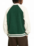 Contrast Raglan Sleeve Baseball Jacket