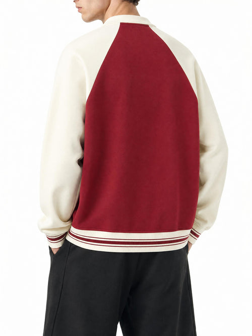 Contrast Raglan Sleeve Baseball Jacket