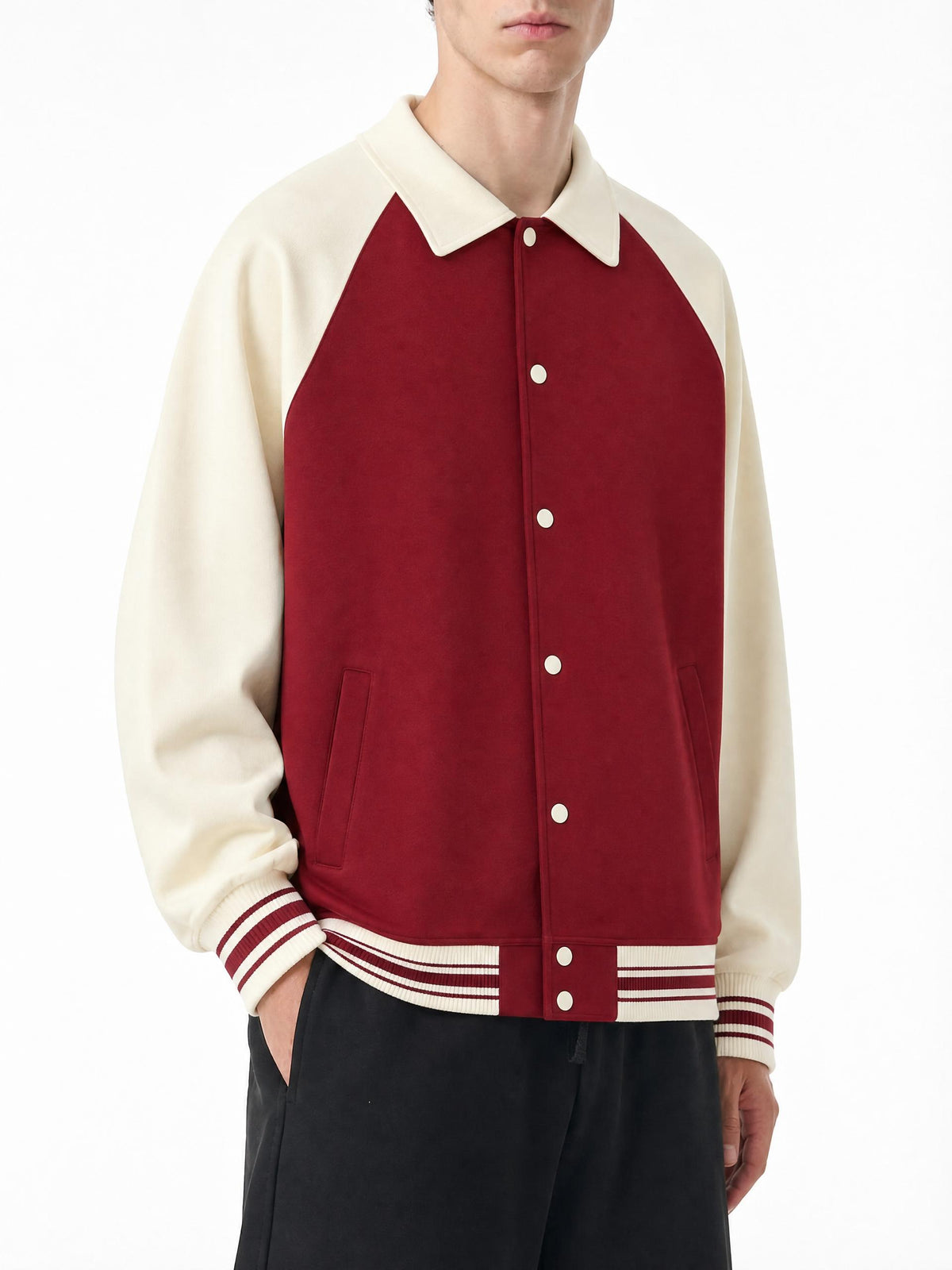 Contrast Raglan Sleeve Baseball Jacket