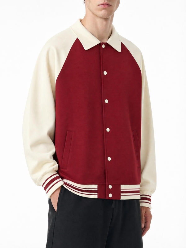 Contrast Raglan Sleeve Baseball Jacket
