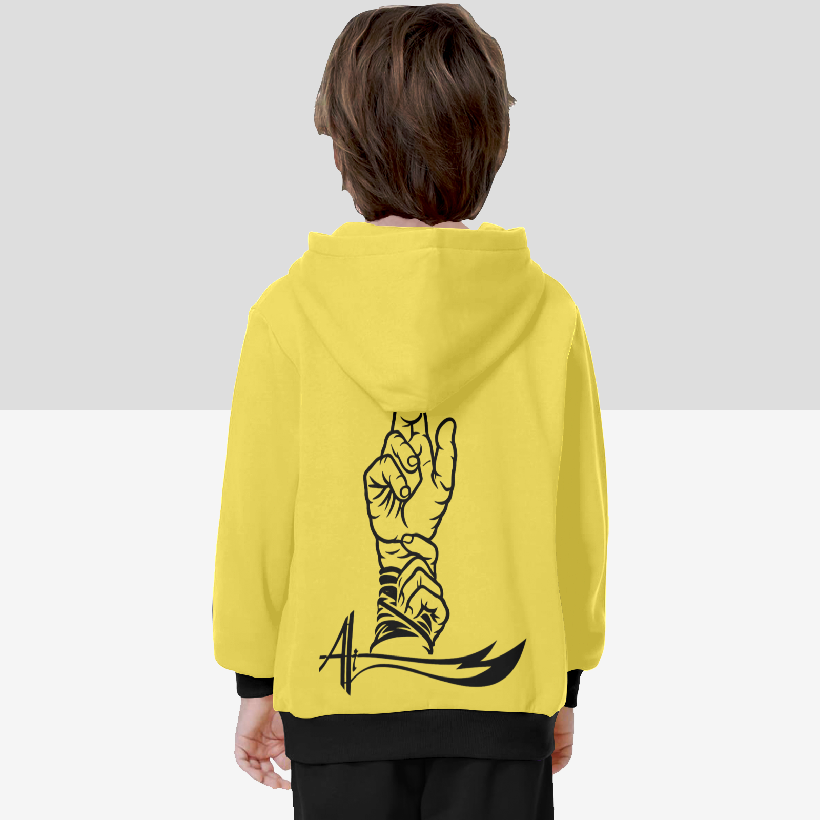 boys-hoodie-with-man-kunto-mawla-zulfiqar-print in-black-white-yellow-grey-blue-lightblue-personalised