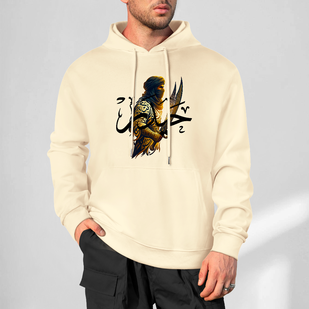 mens-cotton-hoodie-with-ali-warrior-haider-print-in-black-white-magenta-crimson-grey-navy-greyblue-apricot-bordeux-purple