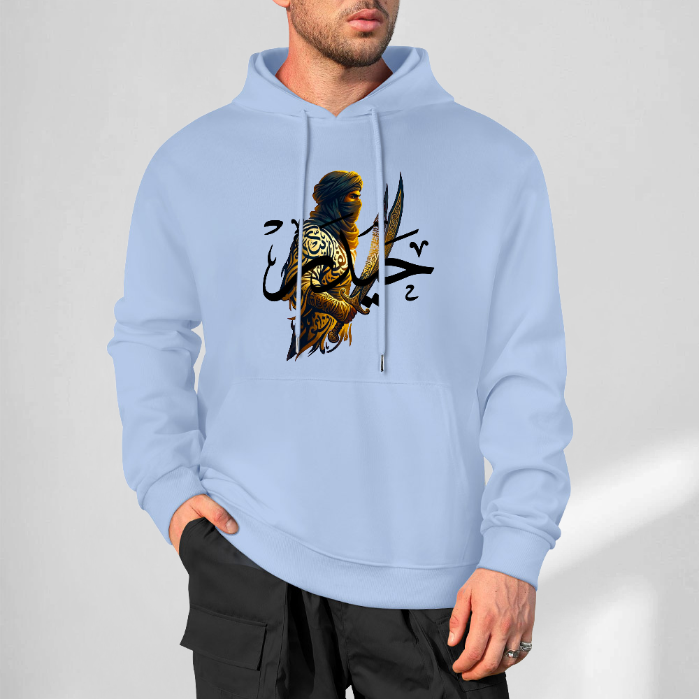 mens-cotton-hoodie-with-ali-warrior-haider-print-in-black-white-magenta-crimson-grey-navy-greyblue-apricot-bordeux-purple