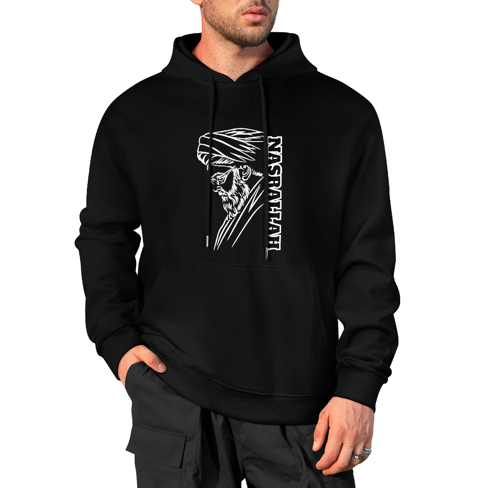 mens-cotton-hoodie-with-nasrallah-in-black-white-grey-light-blue-dark-blue-Grey
