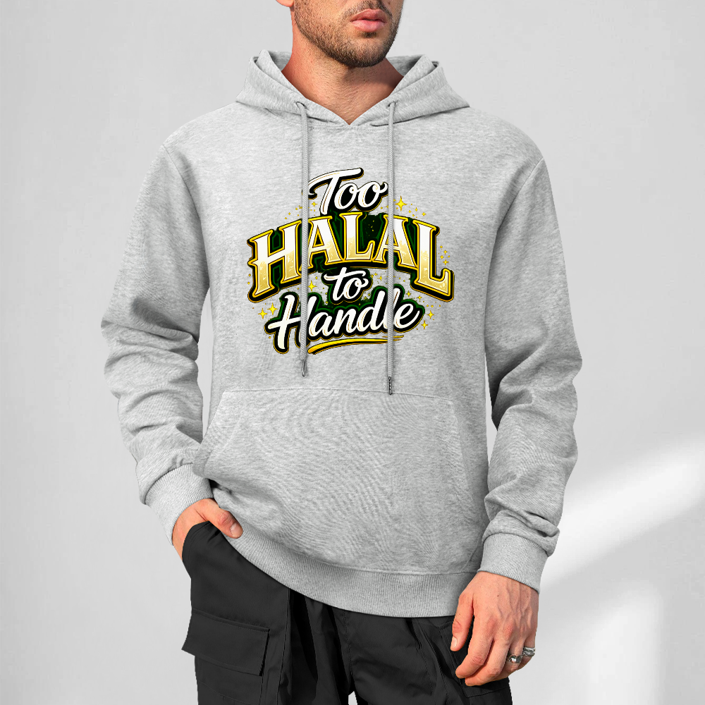 mens-cotton-hoodie-with-too-halal-to-handle-funny-print-in-black-white-magenta-crimson-grey-navy-greyblue-apricot-bordeux-purple-dark-purple