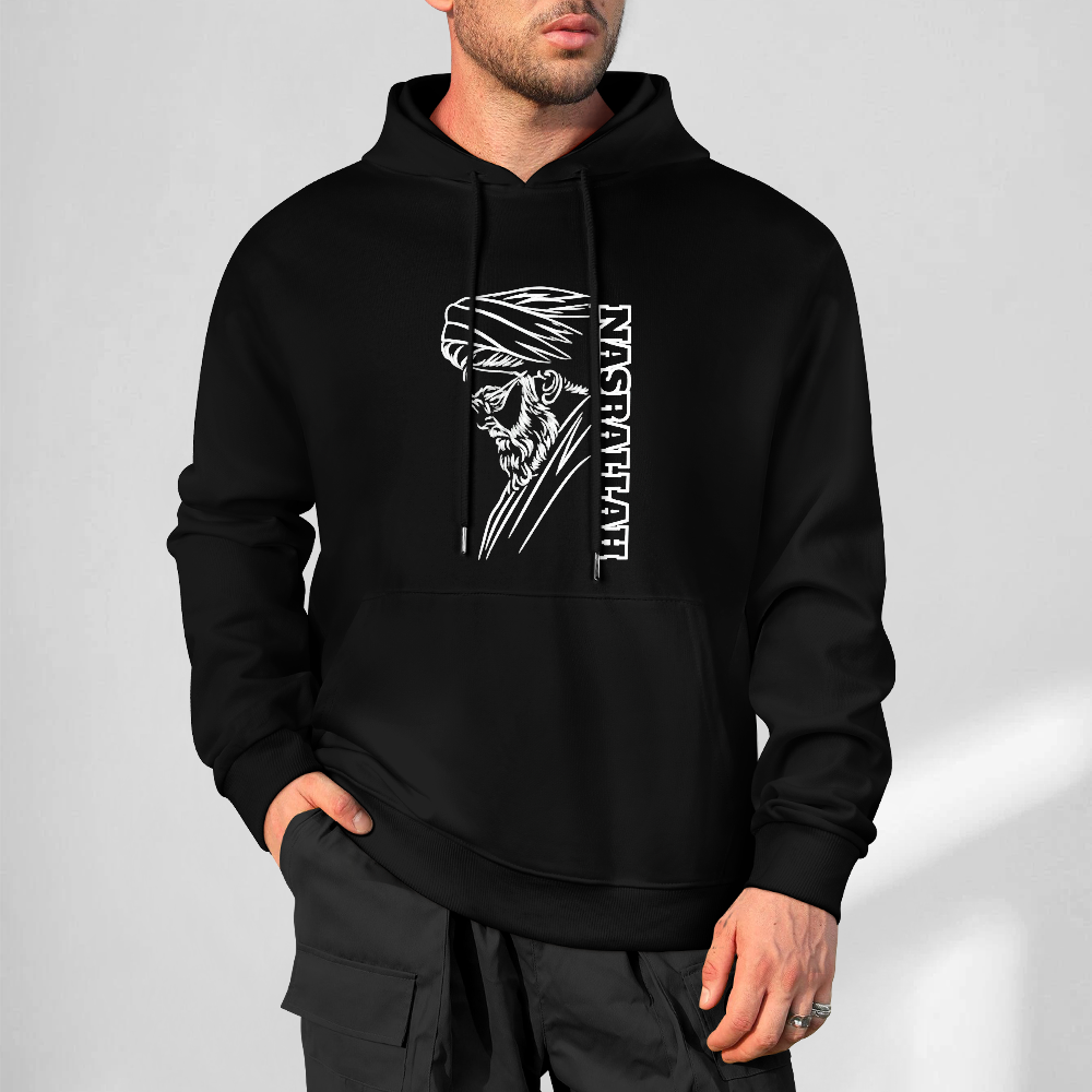 mens-cotton-hoodie-with-nasrallah-in-black-white-grey-light-blue-dark-blue-Grey