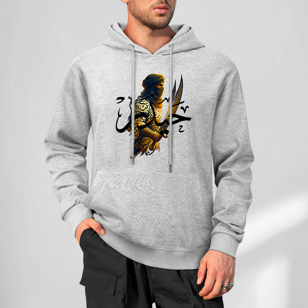 mens-cotton-hoodie-with-ali-warrior-haider-print-in-black-white-magenta-crimson-grey-navy-greyblue-apricot-bordeux-purple
