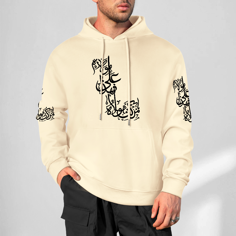 Mens-cotton-hoodie-with-man-kunta-mola-print-in-apricot