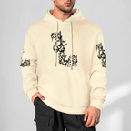 Mens-cotton-hoodie-with-man-kunta-mola-print-in-apricot