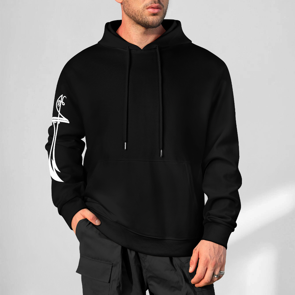 Mens-cotton-hoodie-with-zulfiqar-in-black