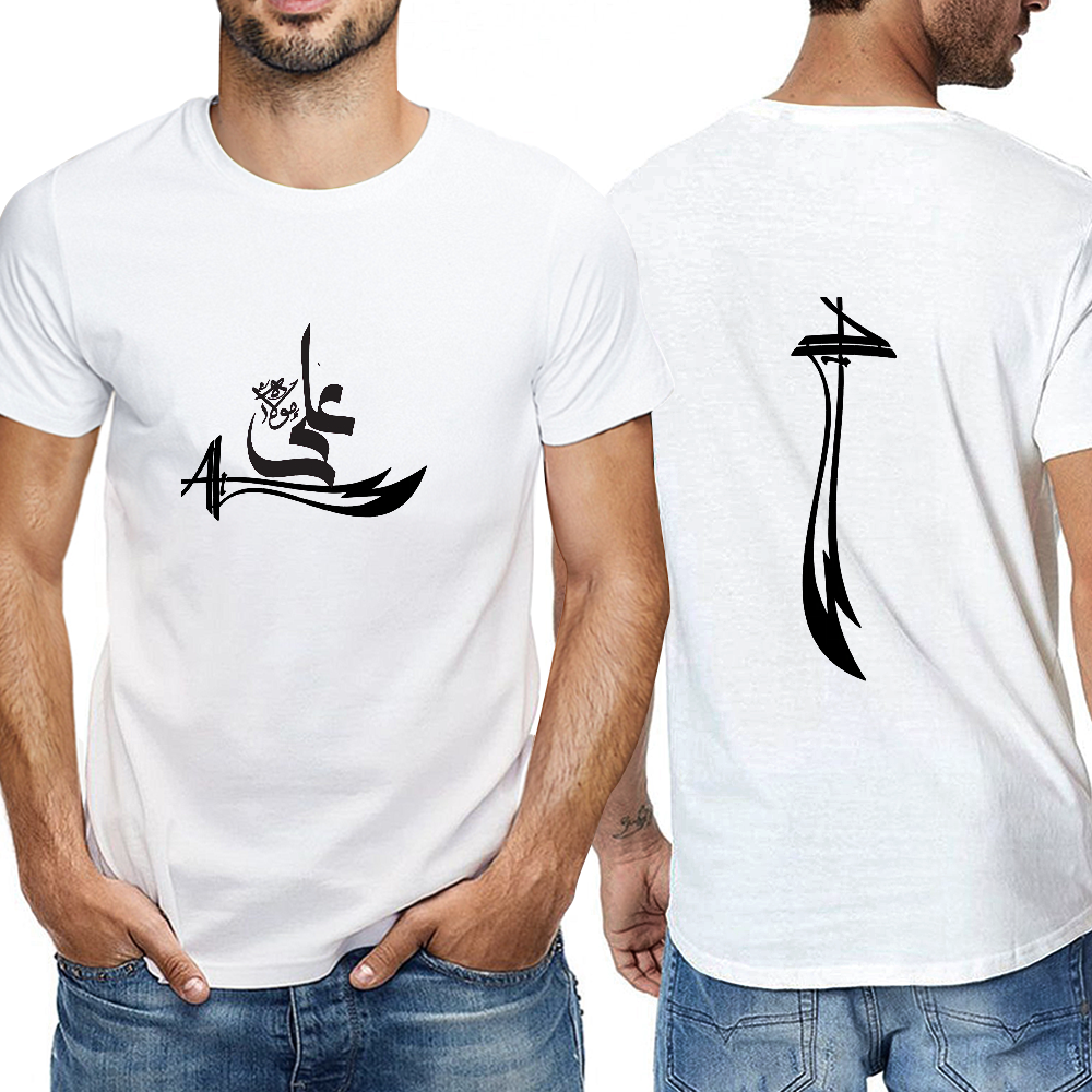 men's-cotton-t-shirt-with-ali-zulfiqar-in-black-yellow-white-blue-darkblue-grey-pink-greyblue-purple-maroon-coffee-brown-apricot