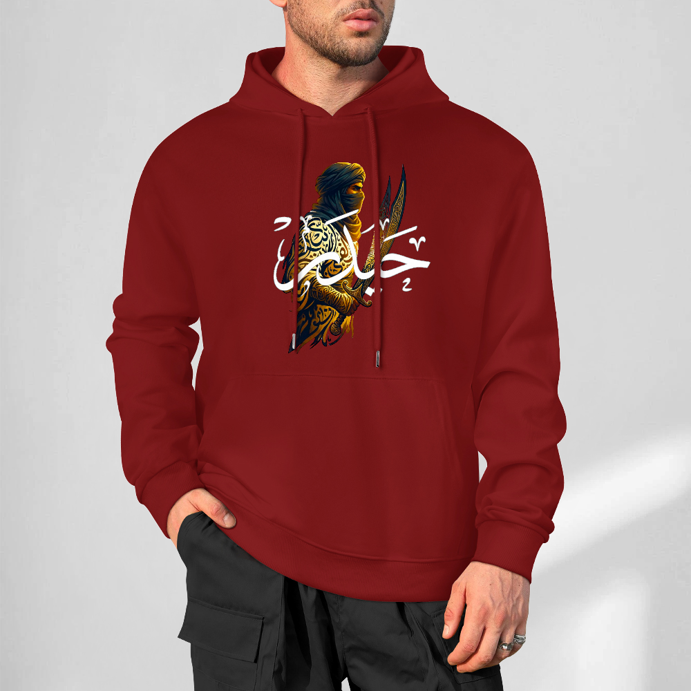 mens-cotton-hoodie-with-ali-warrior-haider-print-in-black-white-magenta-crimson-grey-navy-greyblue-apricot-bordeux-purple