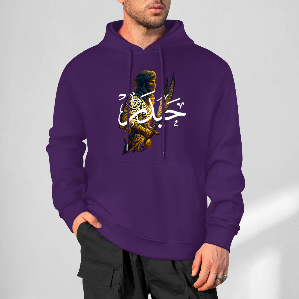 mens-cotton-hoodie-with-ali-warrior-haider-print-in-black-white-magenta-crimson-grey-navy-greyblue-apricot-bordeux-purple