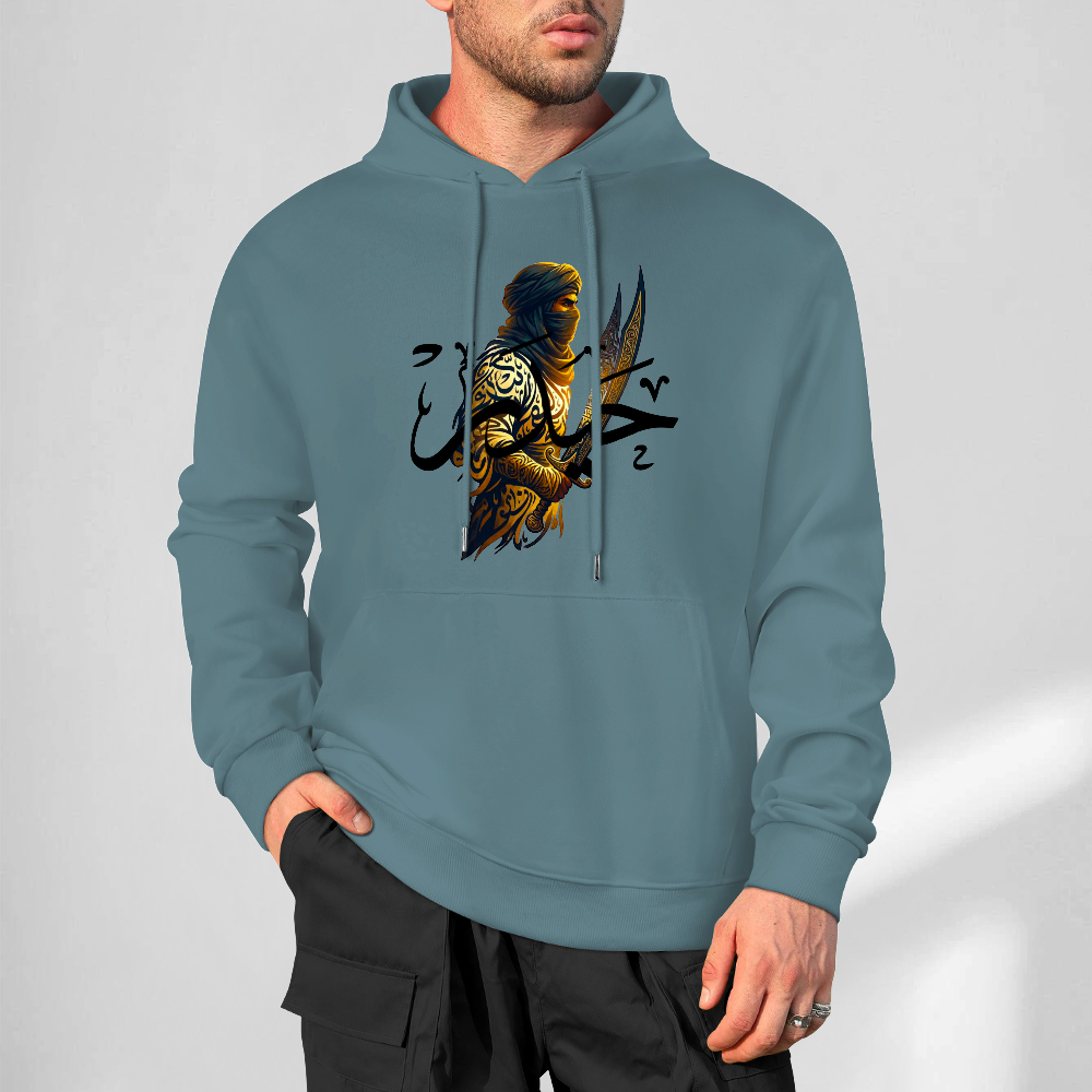 mens-cotton-hoodie-with-ali-warrior-haider-print-in-black-white-magenta-crimson-grey-navy-greyblue-apricot-bordeux-purple