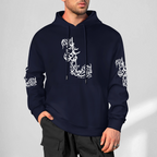 Mens-cotton-hoodie-with-man-kunta-mola-print-in-navy
