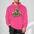 mens-cotton-hoodie-with-too-halal-to-handle-funny-print-in-black-white-magenta-crimson-grey-navy-greyblue-apricot-bordeux-purple-dark-purple