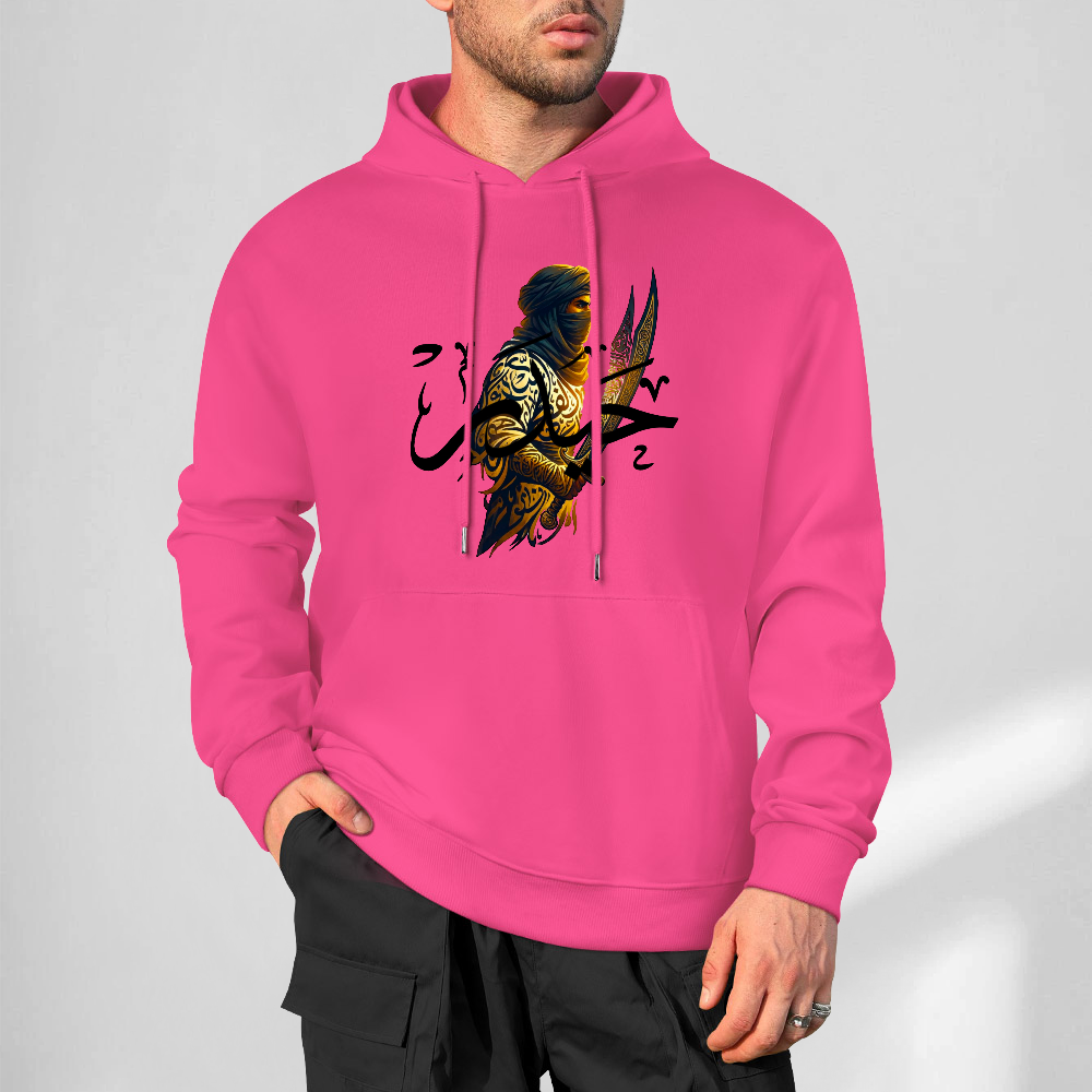 mens-cotton-hoodie-with-ali-warrior-haider-print-in-black-white-magenta-crimson-grey-navy-greyblue-apricot-bordeux-purple