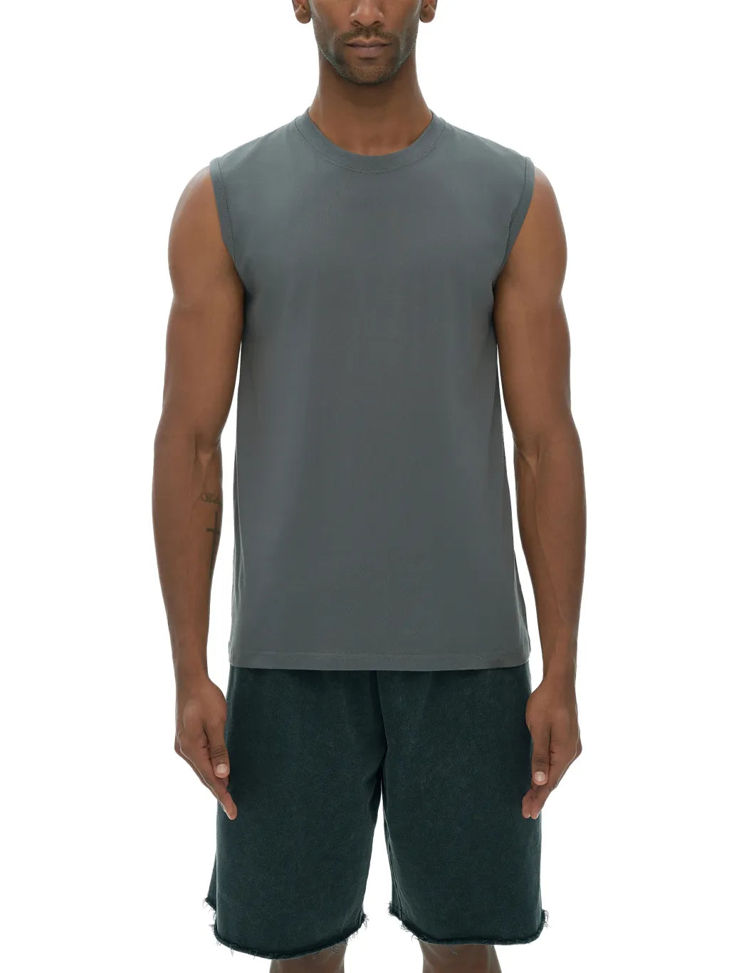 Men's-Sleeveless-Cotton-Tank-Top-in- black-white-gray-customisable