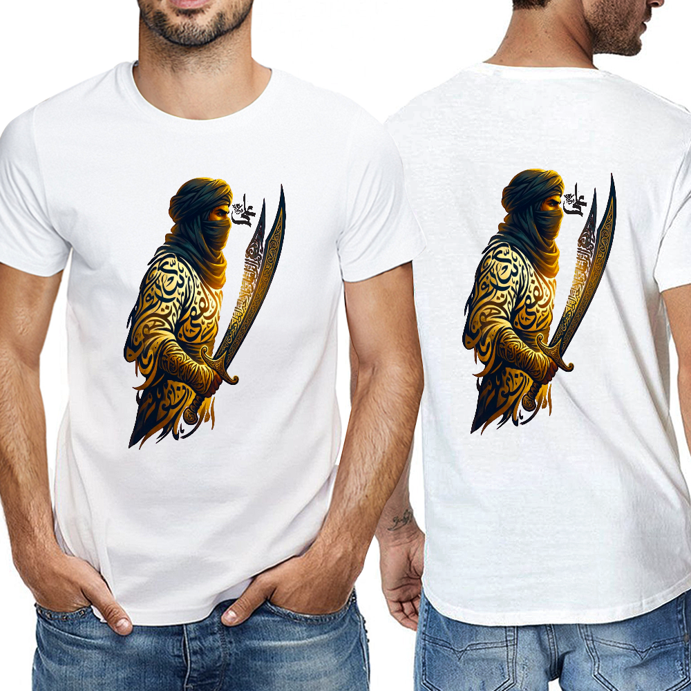 men's-cotton-t-shirt-with-labayka-ya-hussain-in-black-yellow-white-blue-darkblue-grey-pink-greyblue-purple-maroon-coffee-brown-apricot